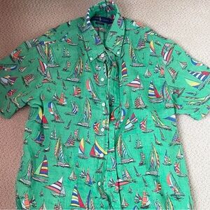 Ralph Lauren Green Sailboat Print Men's Shirt